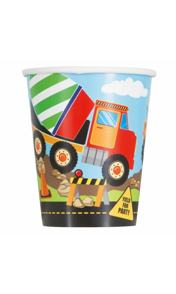 Construction Party 9oz Paper Cups – 8pk