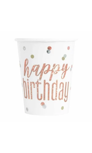 Birthday Glitz Rose Gold Prismatic Foil 9oz Paper Cups - 8pk