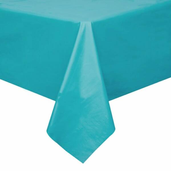 Rectangular Plastic Table Cover (54"x108") - Caribbean Teal