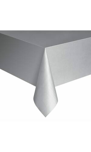 Rectangular Plastic Table Cover (54"x108") - Silver