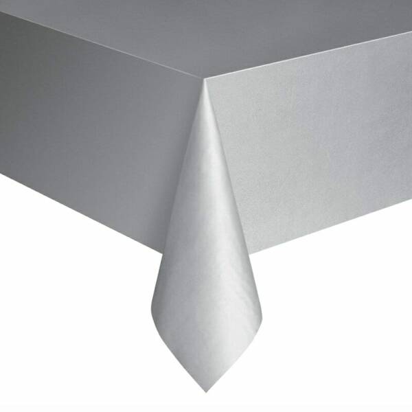 Rectangular Plastic Table Cover (54"x108") - Silver
