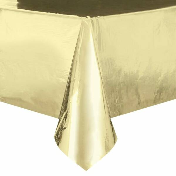 Rectangular Plastic Table Cover (54"x108") - Gold Foil
