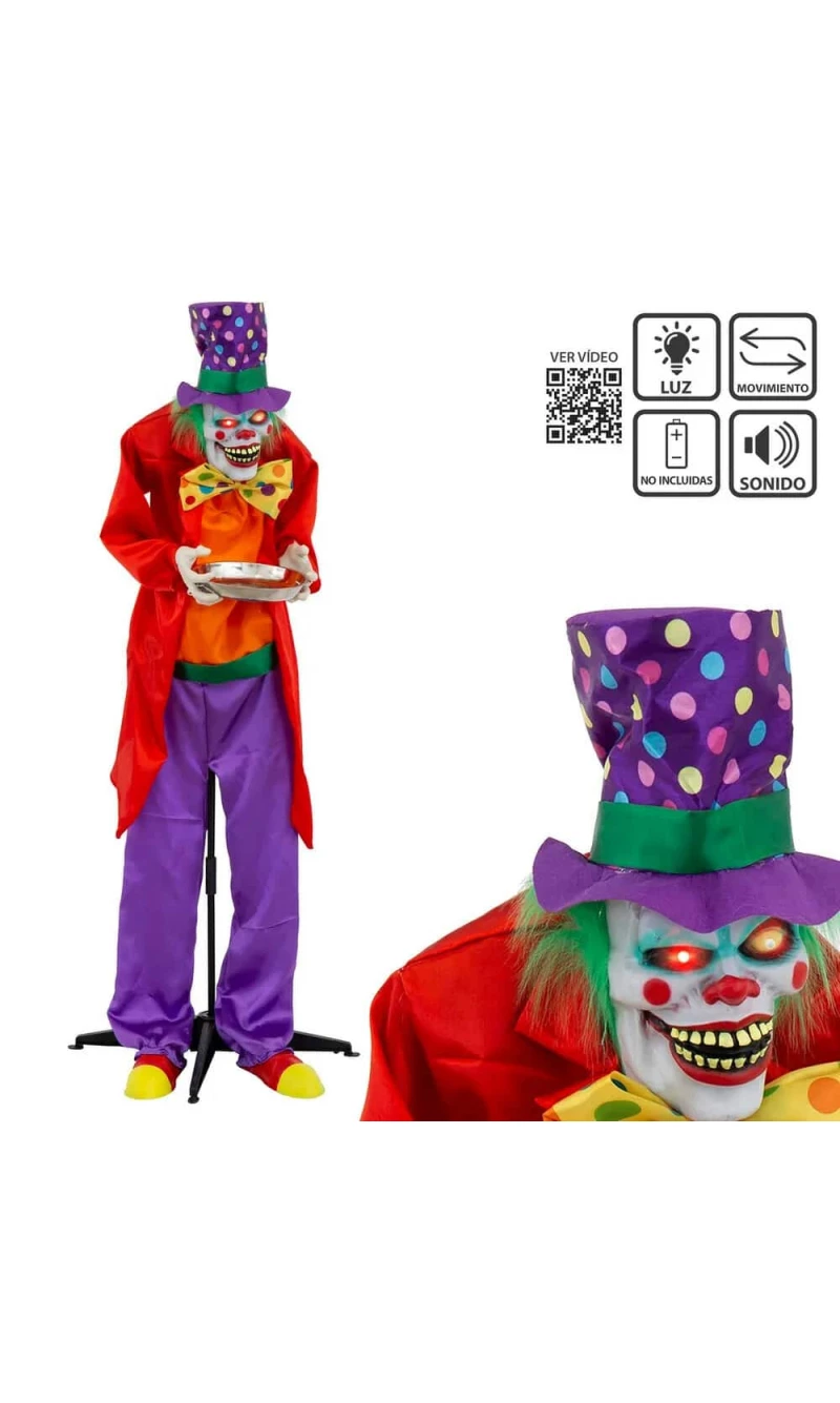 Clown Buttler with Light, Sound & Movement - 48x42x159cm