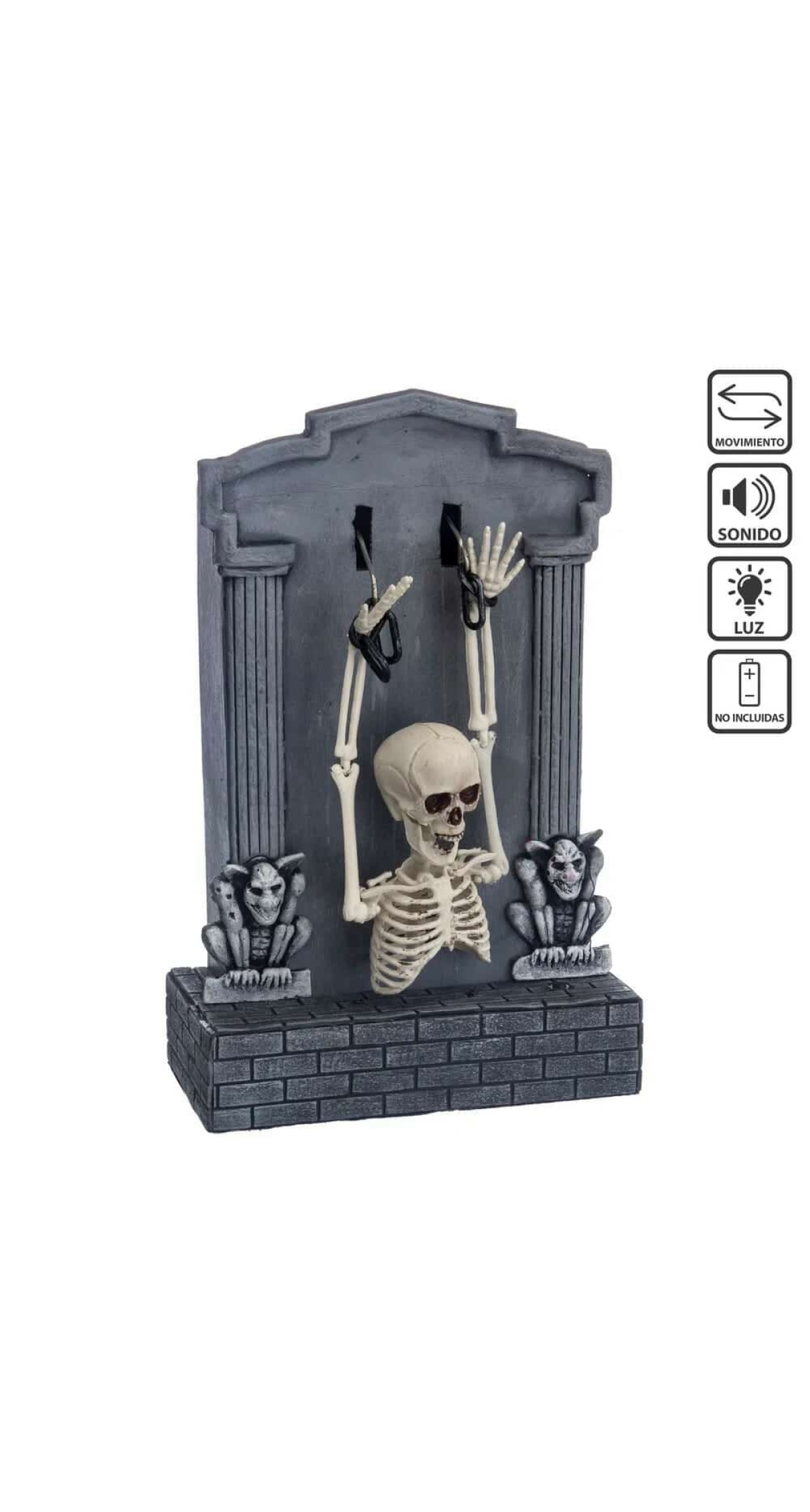 Tombstone Skeleton with Sound Light & Movement - 21x11x35cm