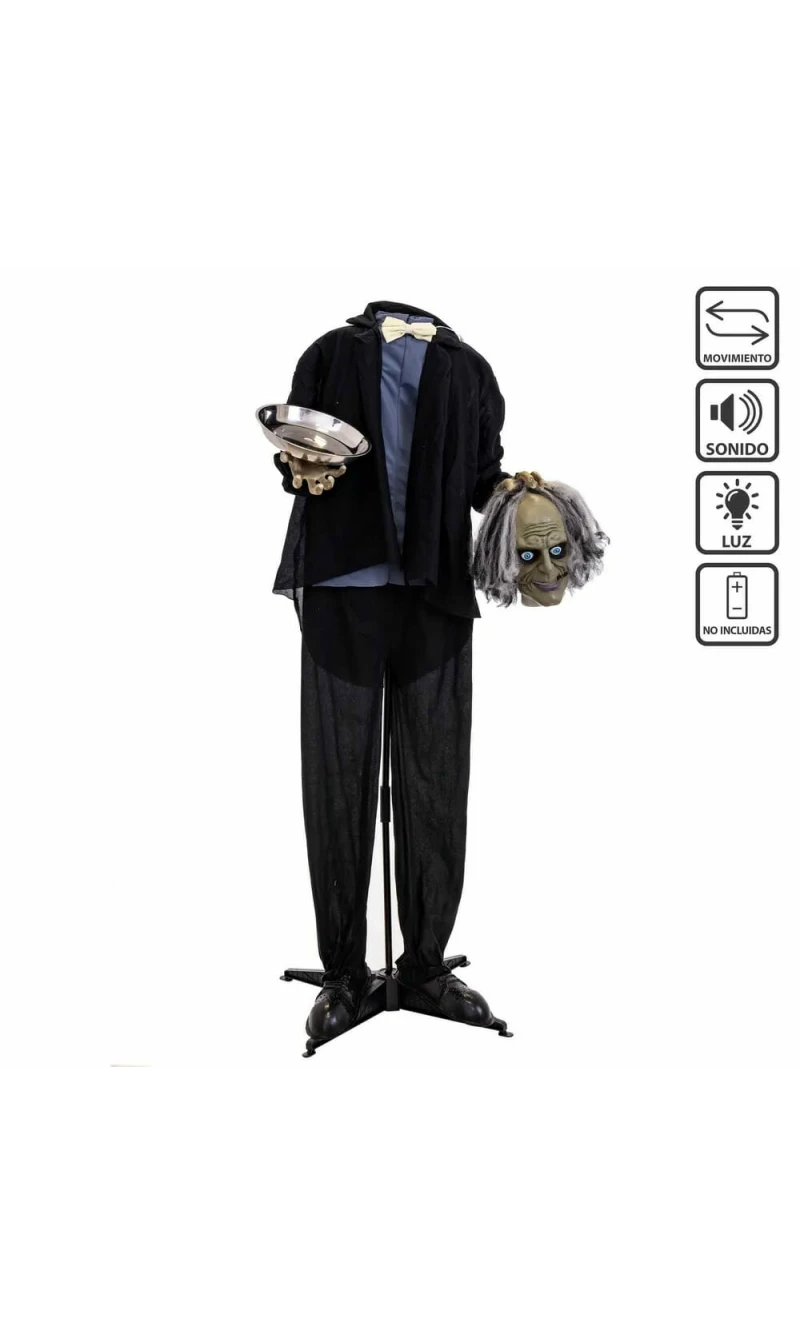 Beheaded Waiter with Light Sound & Movement - 75x20x150cm
