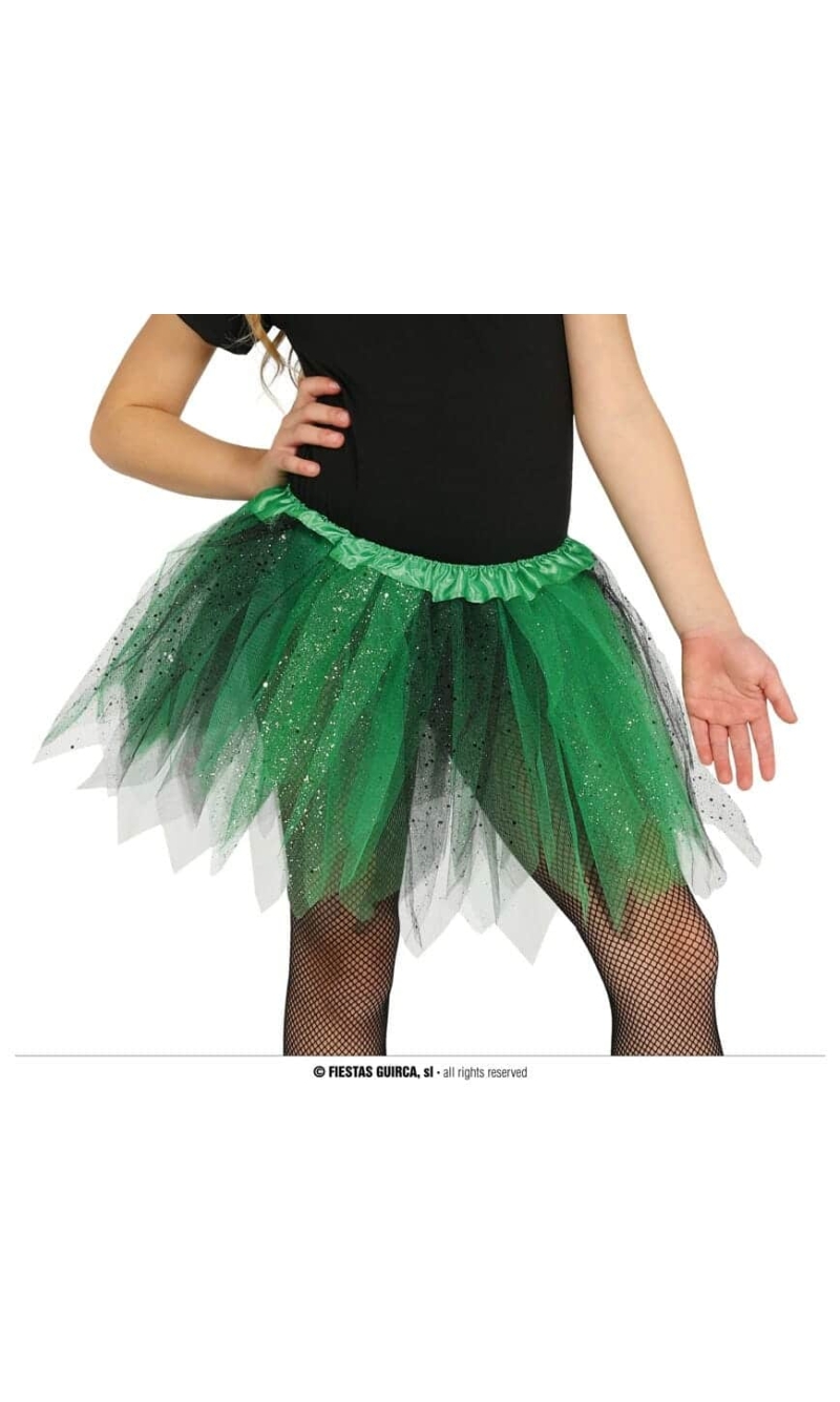 Green & Black Shiny Tutu 30cm – Child One Size