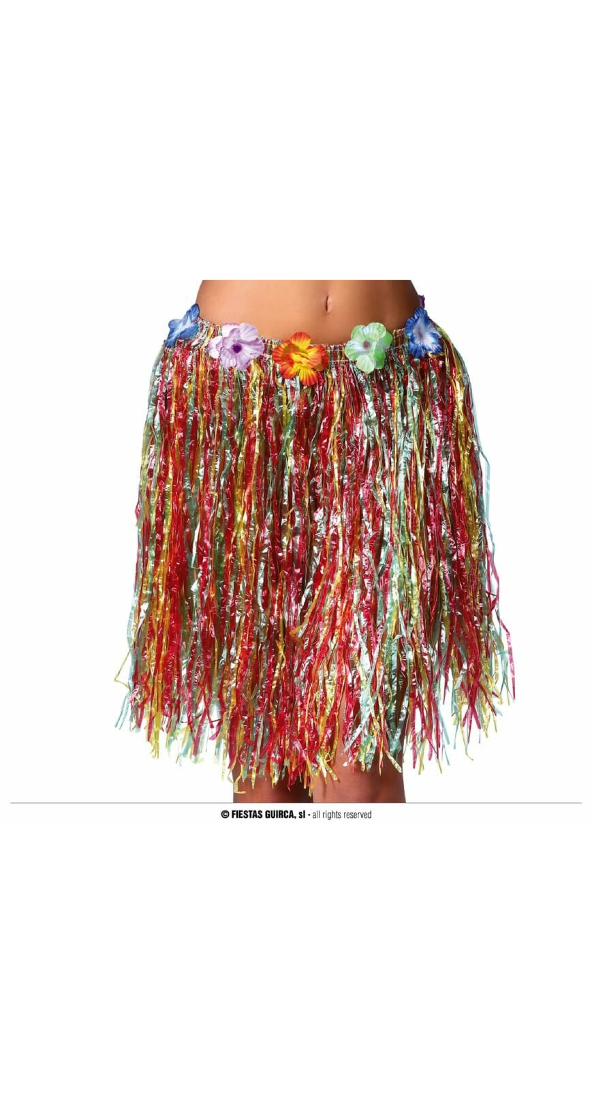 Hawaiian Skirt With Flowers 55cm – Multicolor