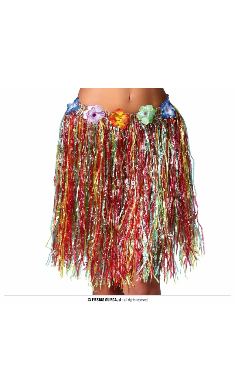 Hawaiian Skirt With Flowers 55cm – Multicolor