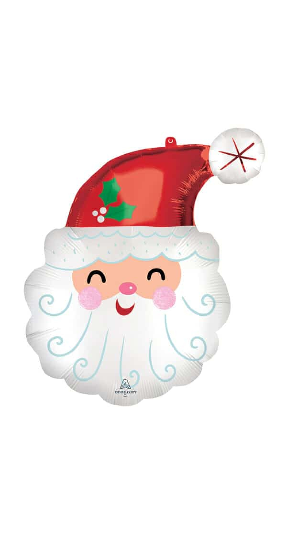 SuperShape Smiley Satin Santa Head Foil Balloon - 48cm x 68cm