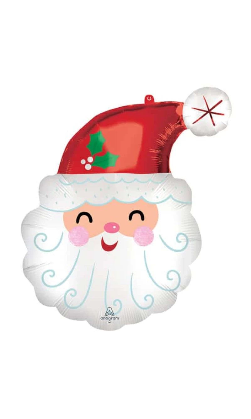 SuperShape Smiley Satin Santa Head Foil Balloon - 48cm x 68cm