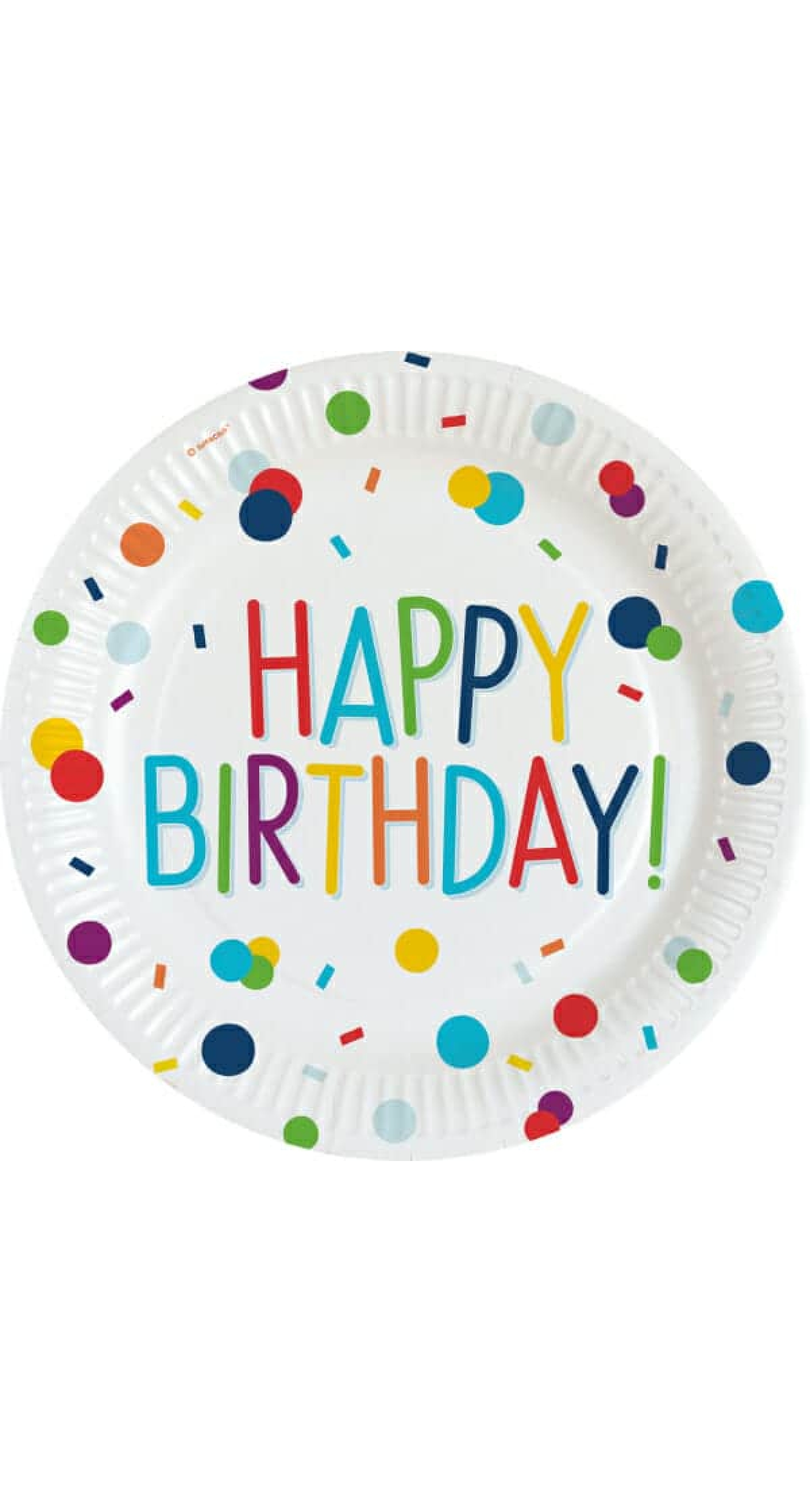 Confetti Birthday Round Paper Plates 23cm - 8pk