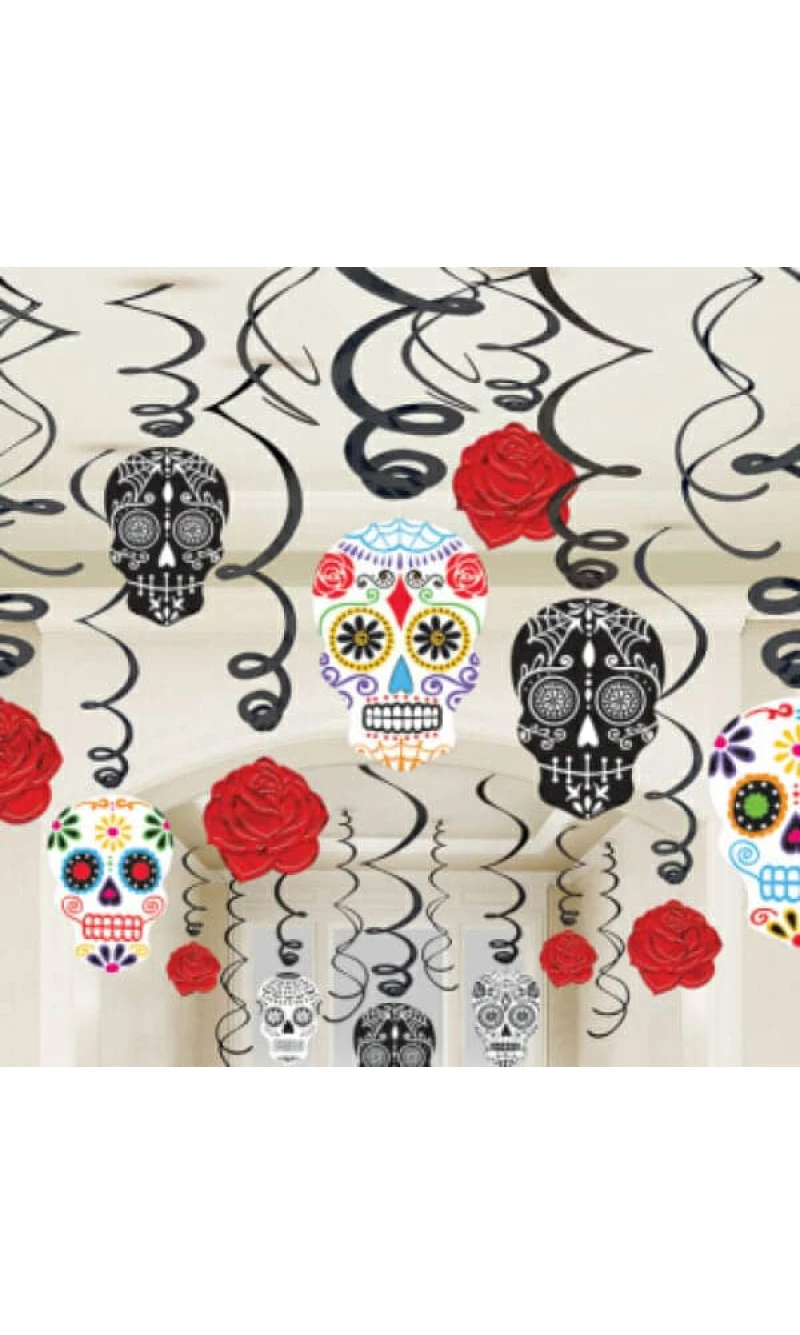 Halloween Hanging Swirls Day of the Dead - 30pk