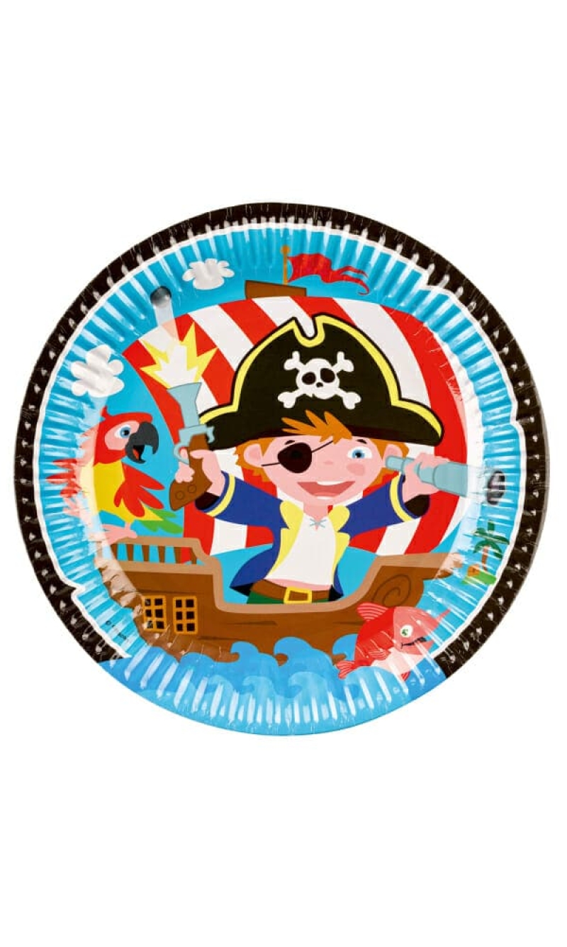 Pirate Round Paper Plates 23cm - 8pk