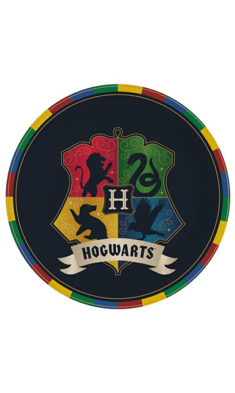 Harry Potter Houses Round Paper Plate 23 cm - 8pk