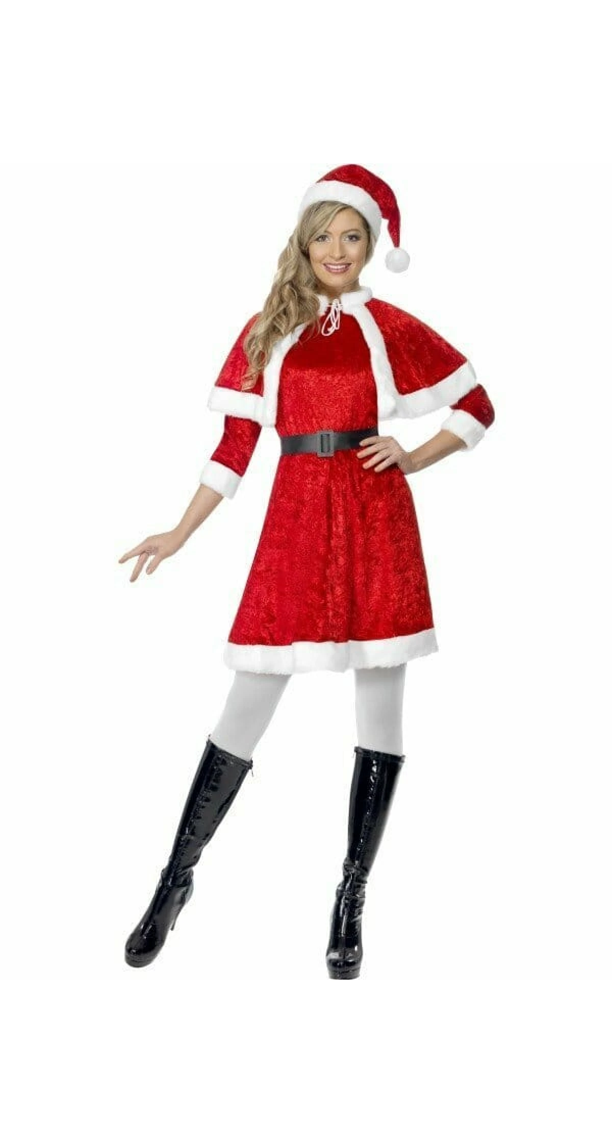 Miss Santa Costume With Cape - Adult Size Medium