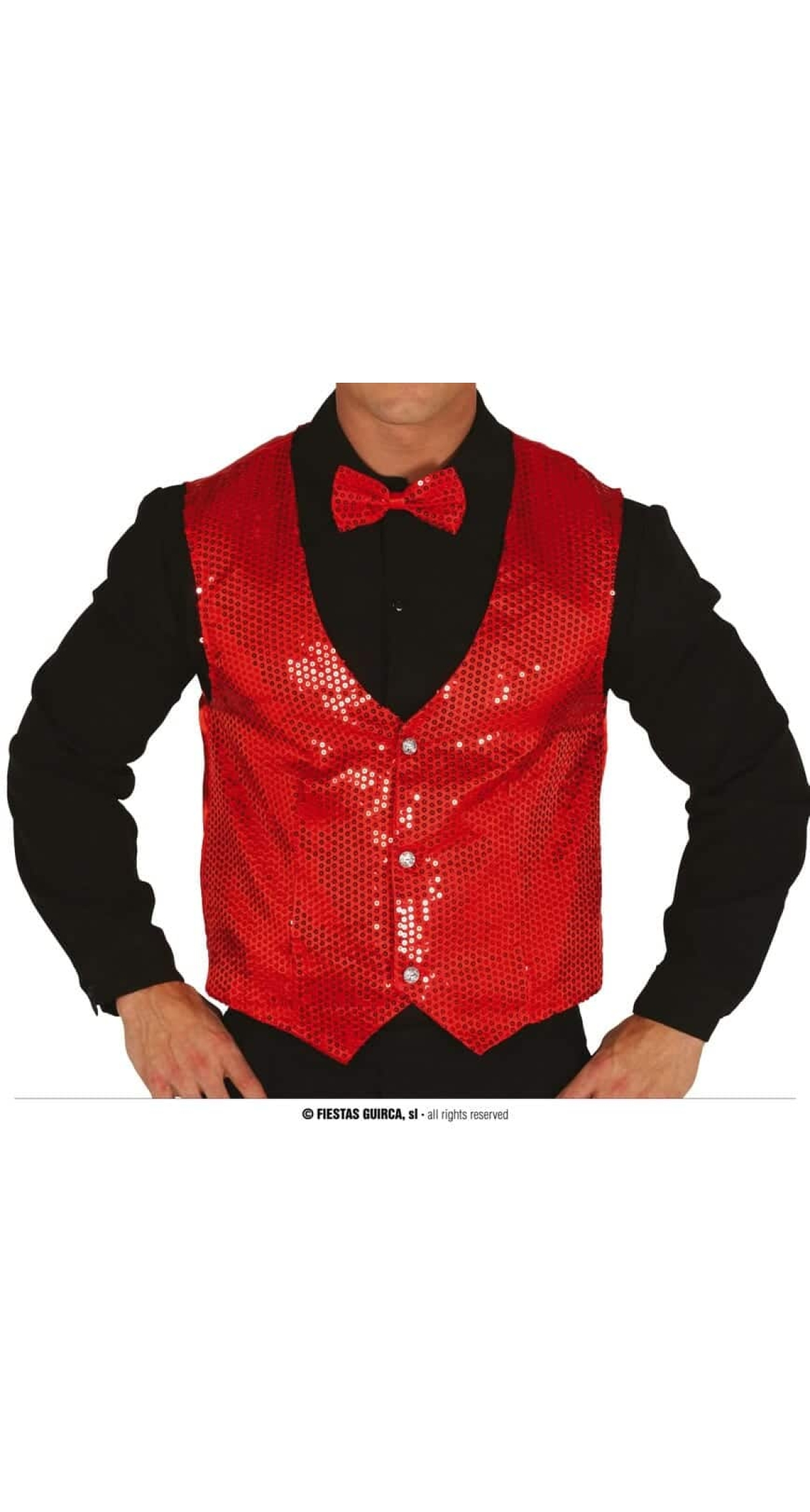 Man Red Sequin Waistcoat - Adult One Size