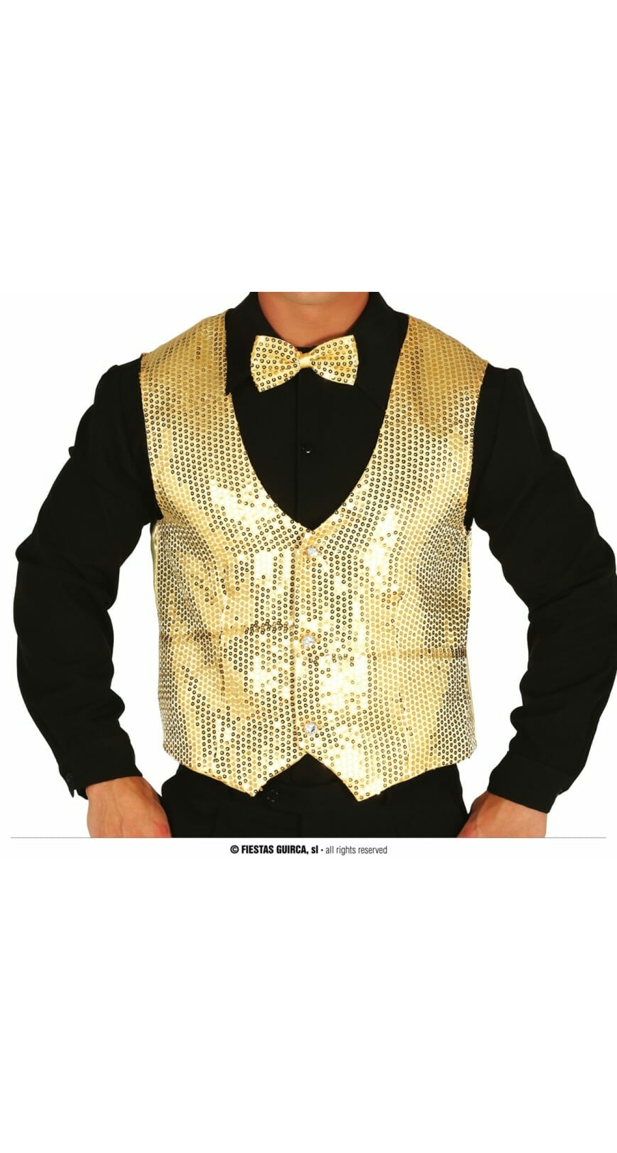 Man Gold Sequin Waistcoat - Adult One Size