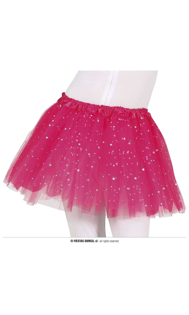 Tutu With Stars Fuchsia 30cm - Child One Size