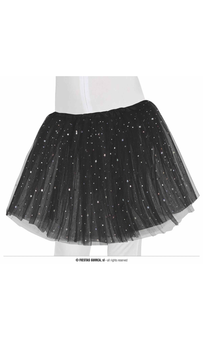 Tutu With Stars Black 30cm - Child One Size