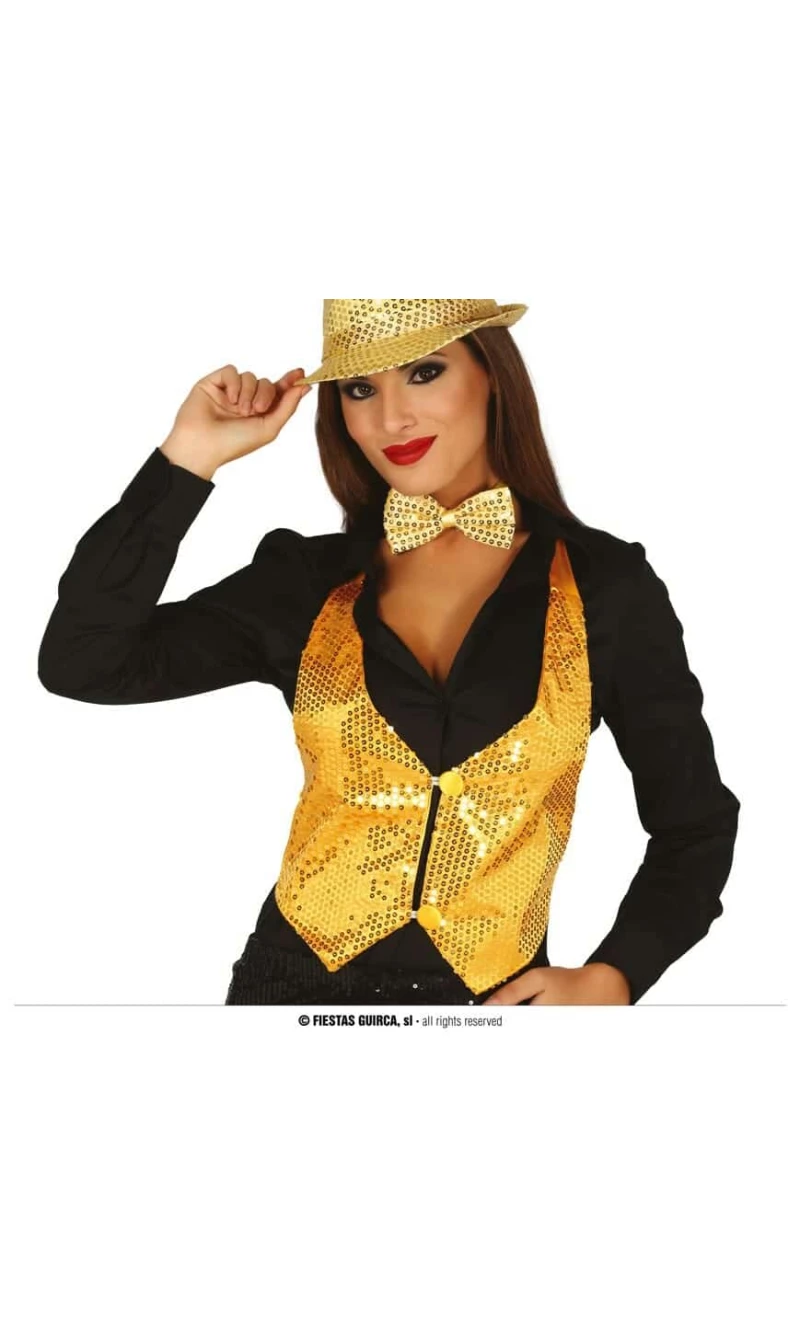 Lady Gold Sequin Waistcoat - Adult One Size