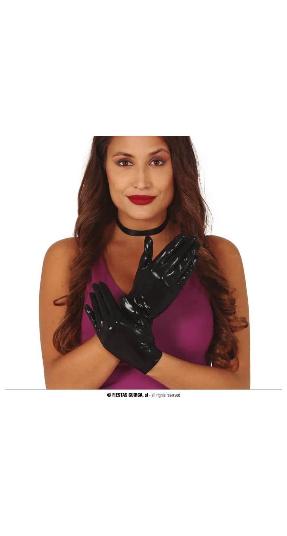 Black Metallic Gloves - 22cm