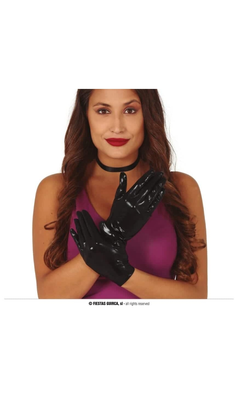 Black Metallic Gloves - 22cm