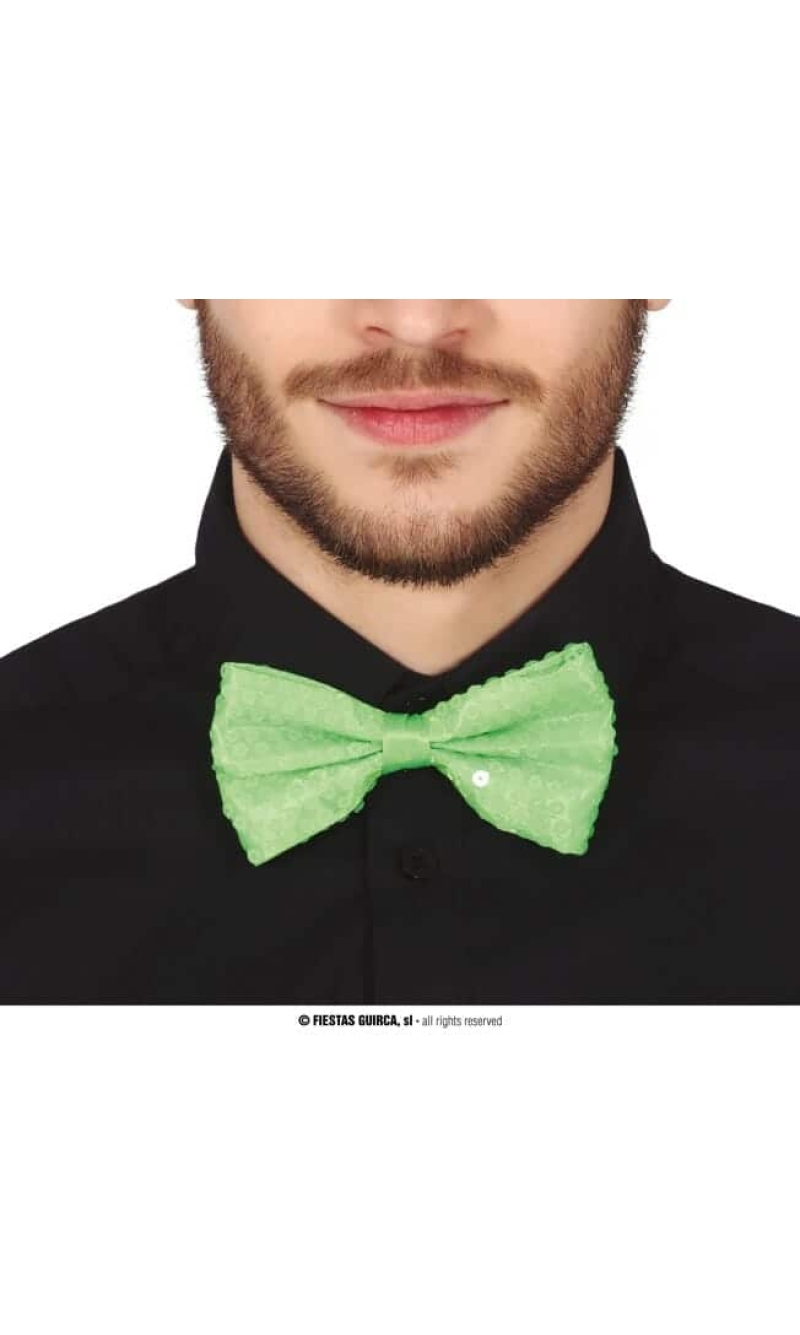 Sequin Bow Tie Neongeen - 13cm