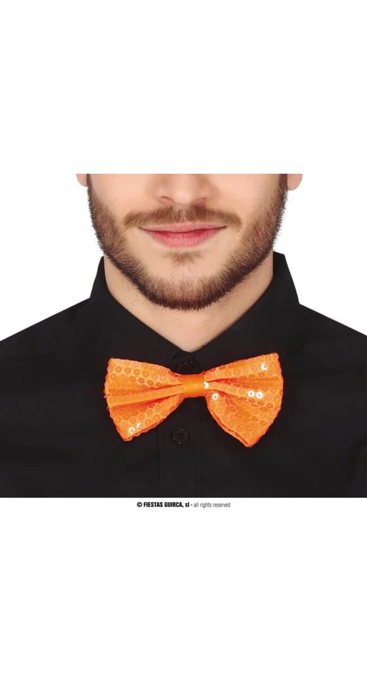 Sequin Bow Tie Neon Orange - 13cm