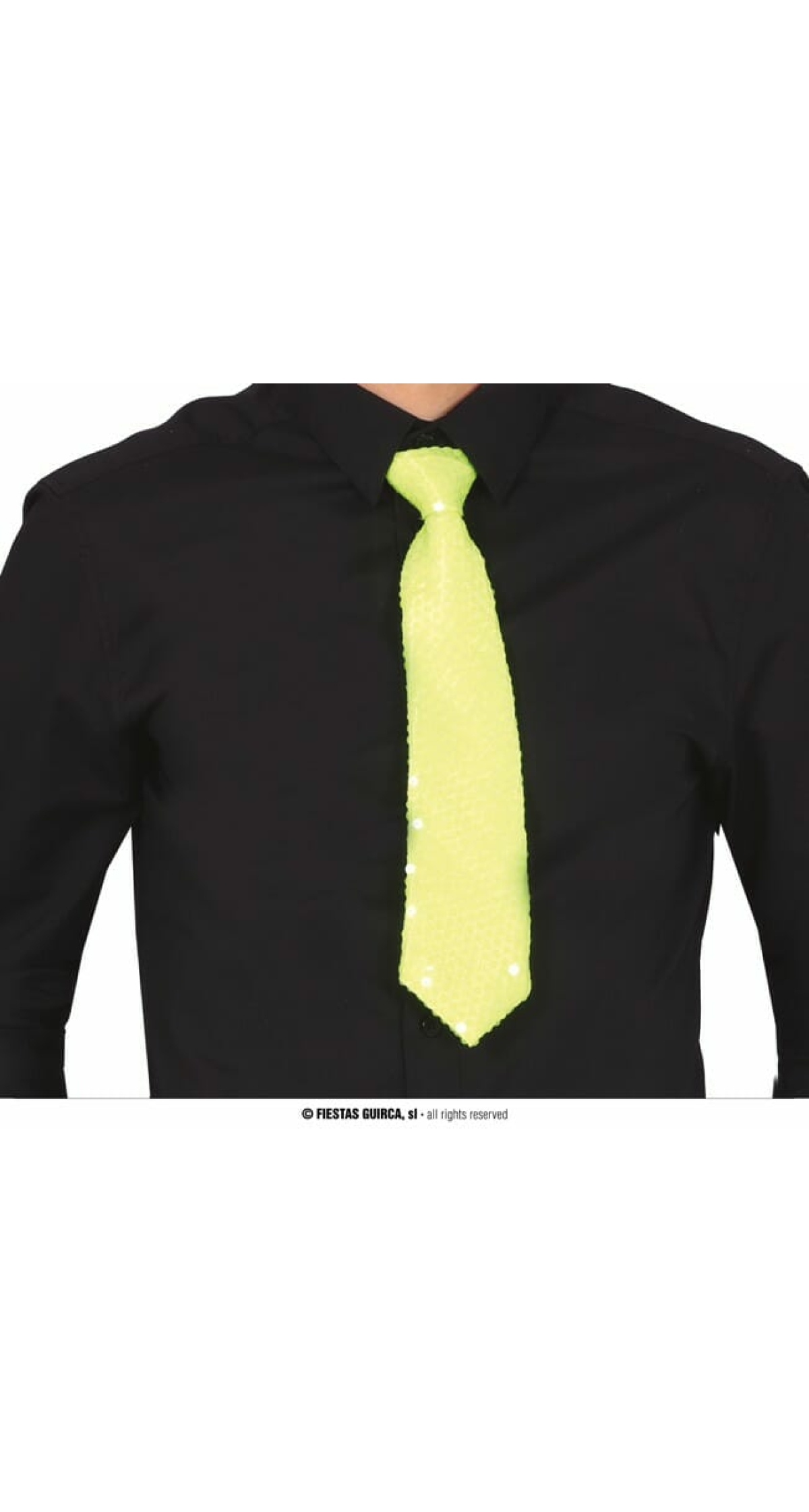 Sequin Neon Yellow Tie - 37cm