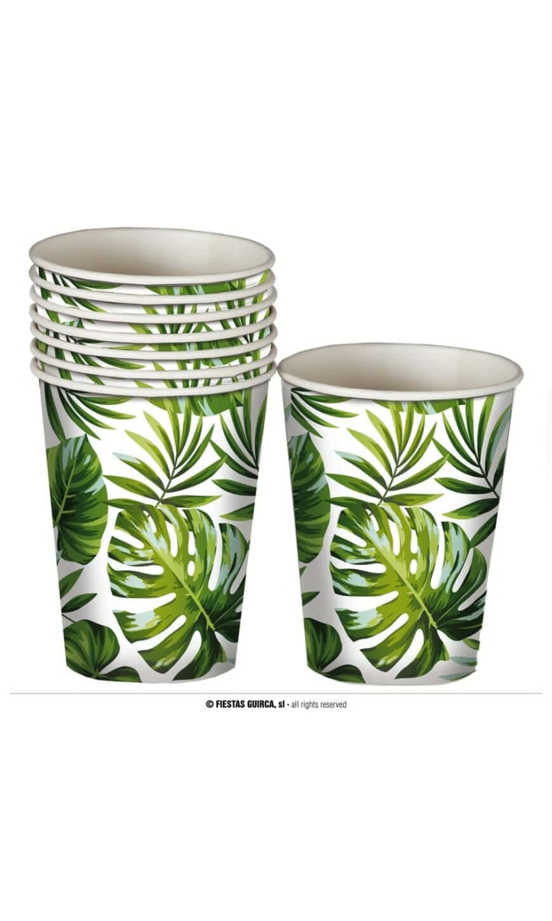Hawaiian Leaves Cups 240ml - 6pk