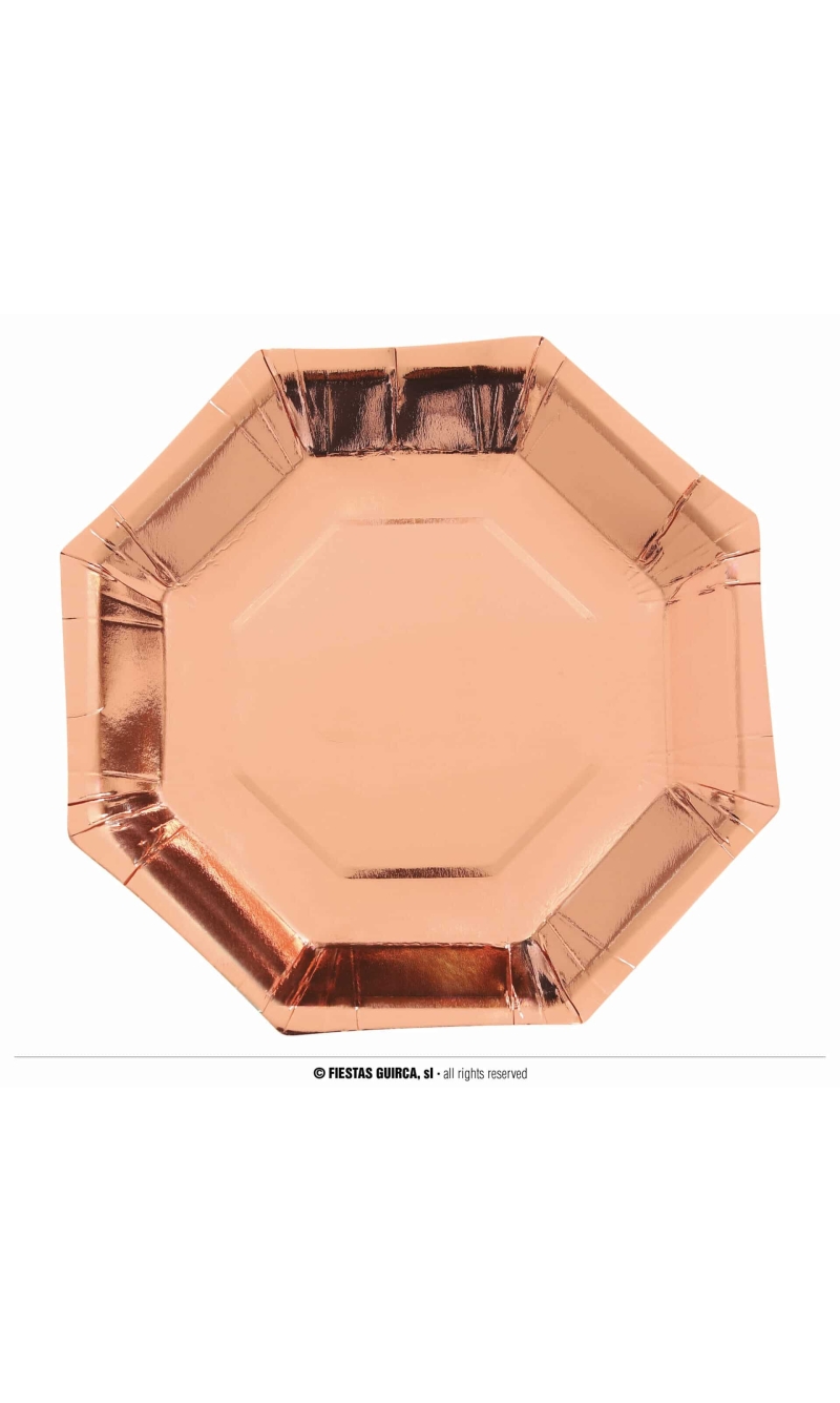 Rose Gold Octagonal Plates 23cm - 6pk