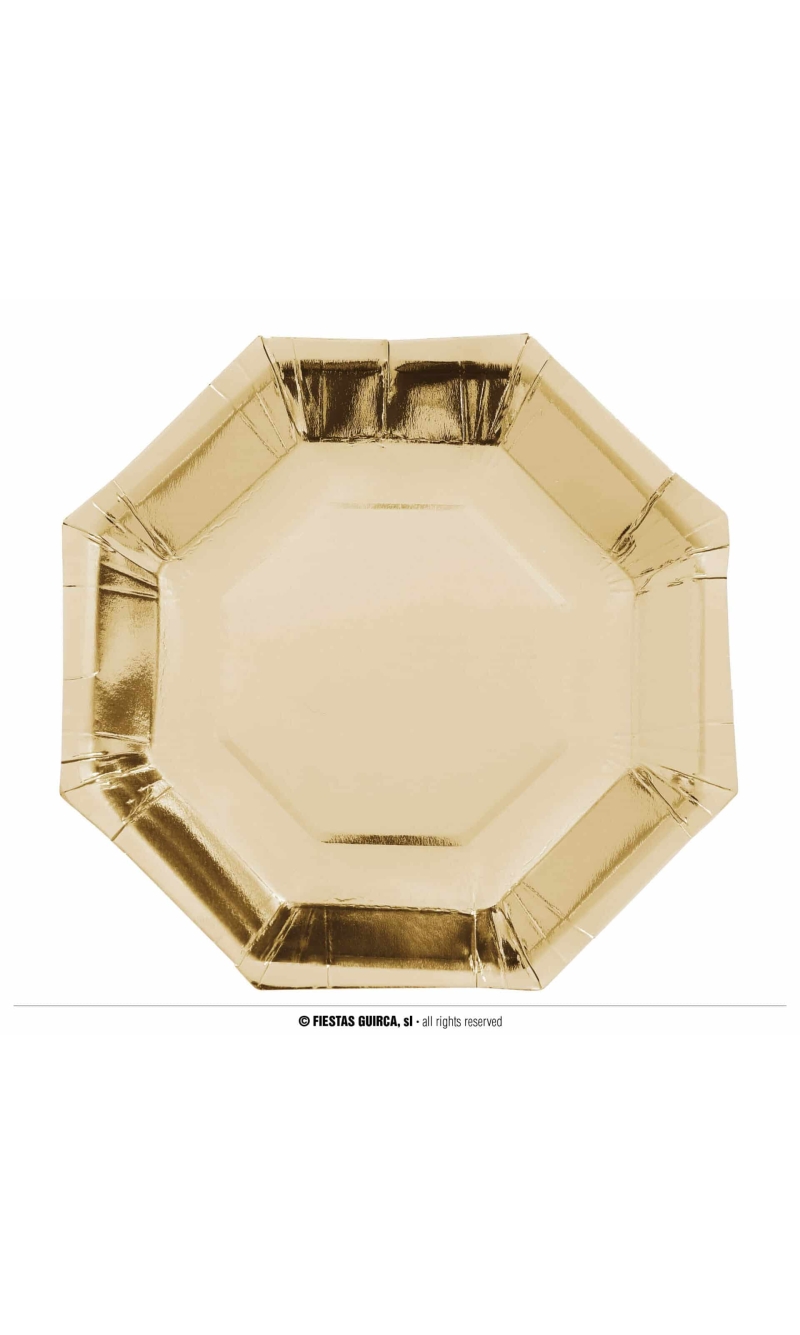 Gold Octagonal Plates 23cm - 6pk