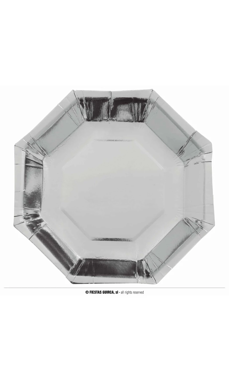 Silver Octagonal Plates 23cm - 6pk