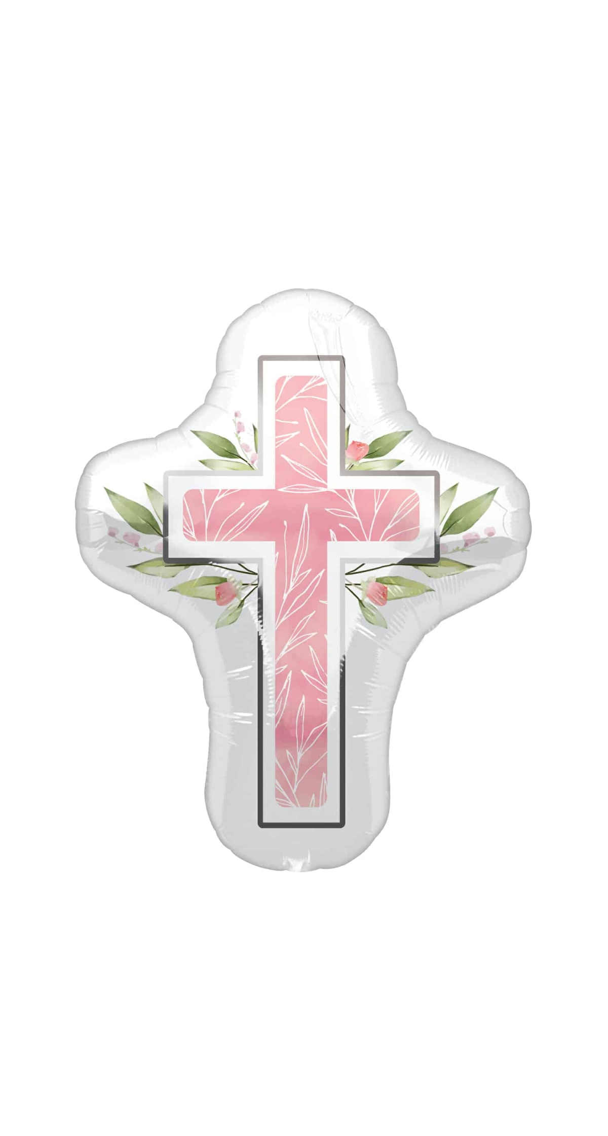 Religious Pink Cross SuperShape Foil Balloon - 58 x 71cm