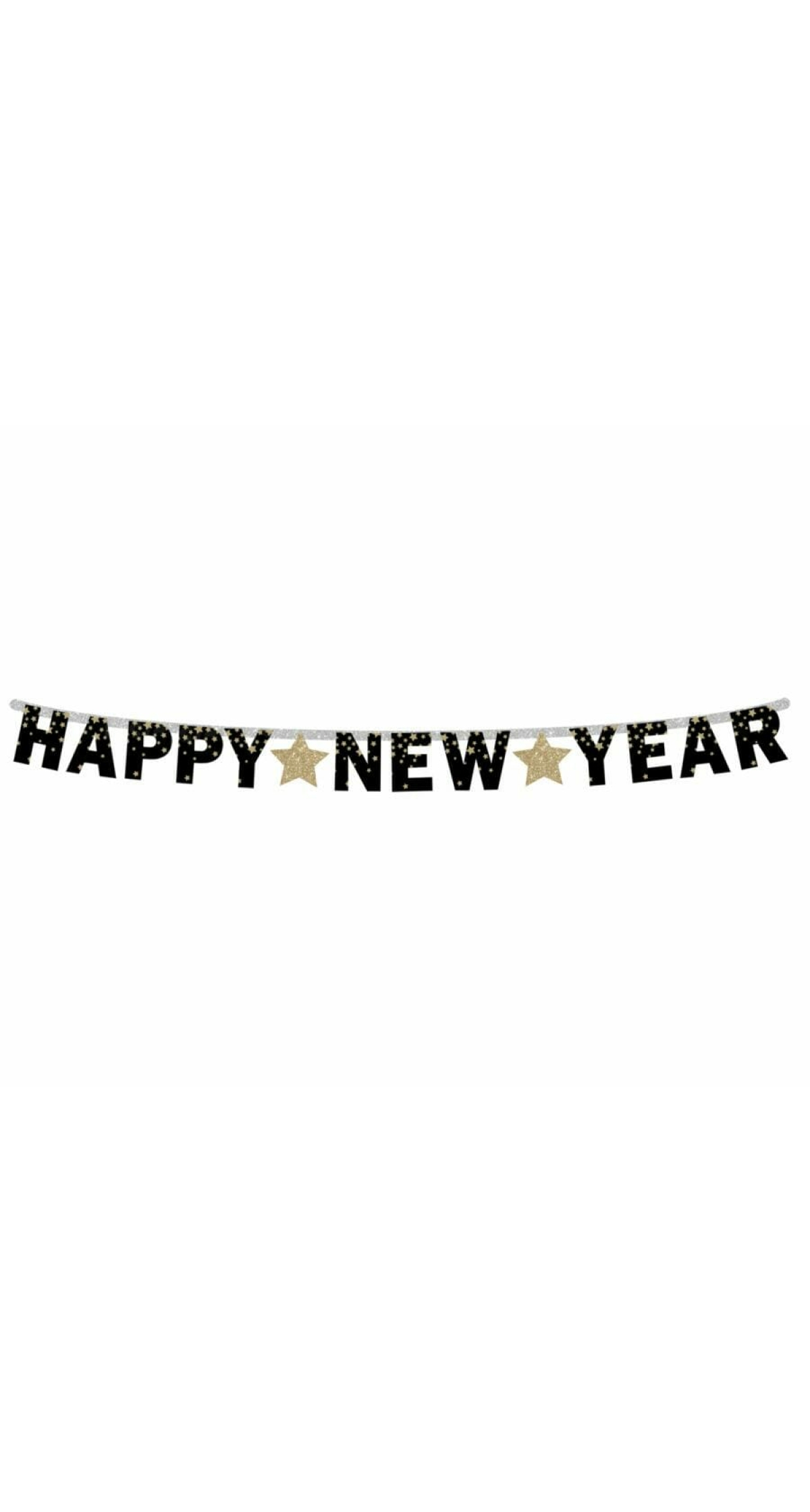 Paper Garland Happy New Year Banner (Gold Stars) -180cm