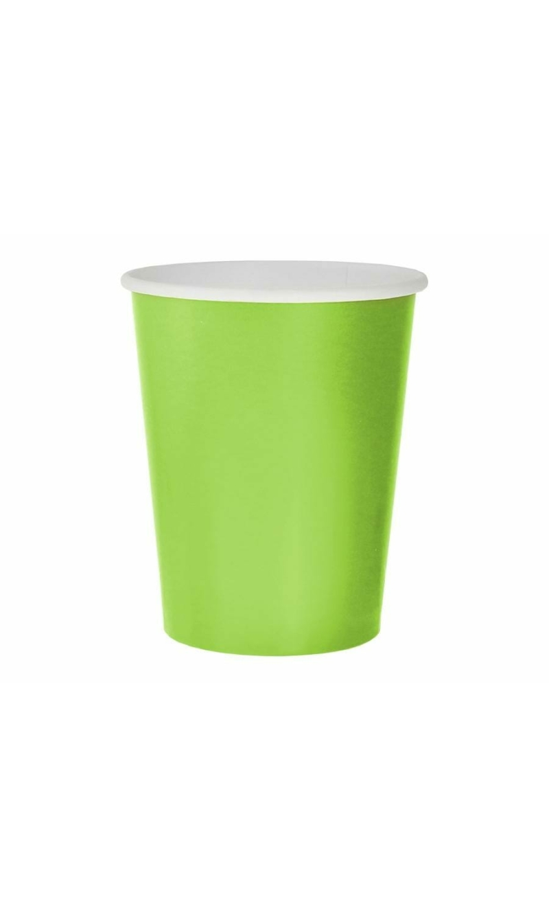 Paper Cups Solid Color Green 270ml - 14pk