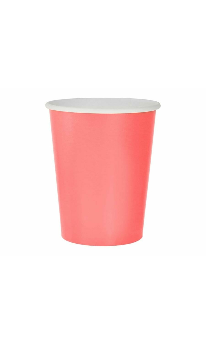 Paper Cups Solid Color Pink 270ml - 14pk