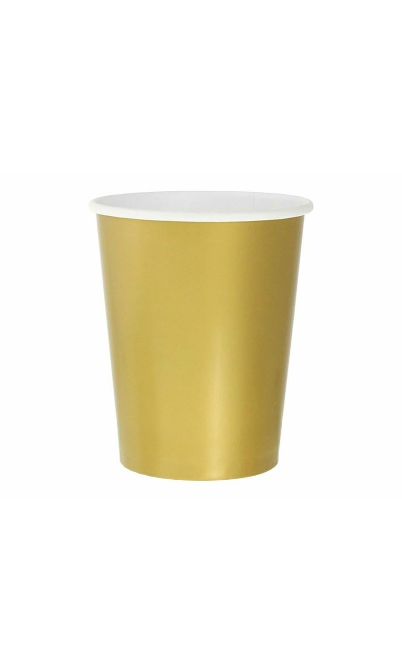 Paper Cups Solid Color Gold 270ml - 14pk