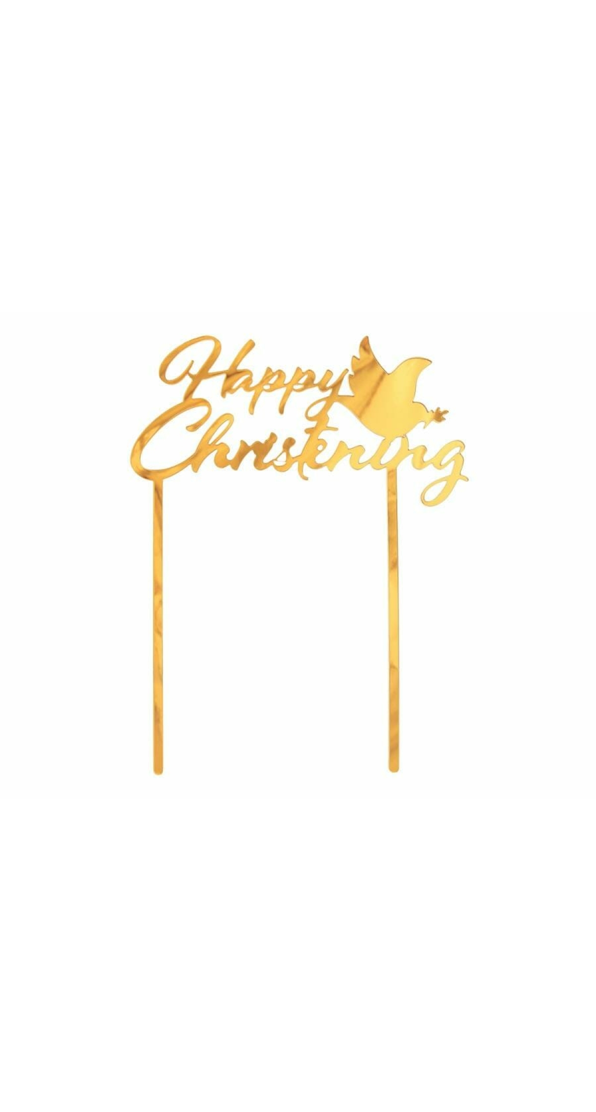 Cake Topper Happy Christening Gold - 12x19cm