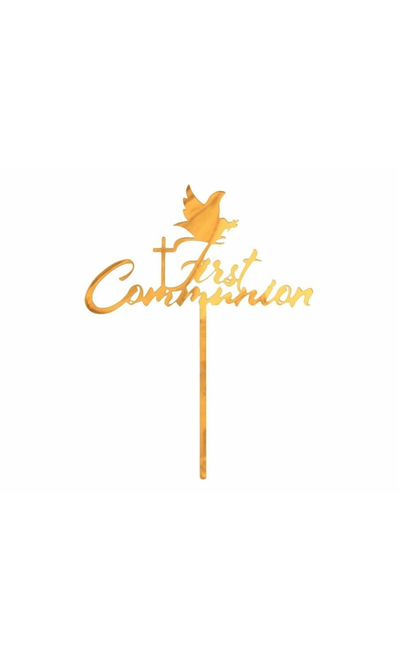 Cake Topper First Communion Gold - 13x17cm