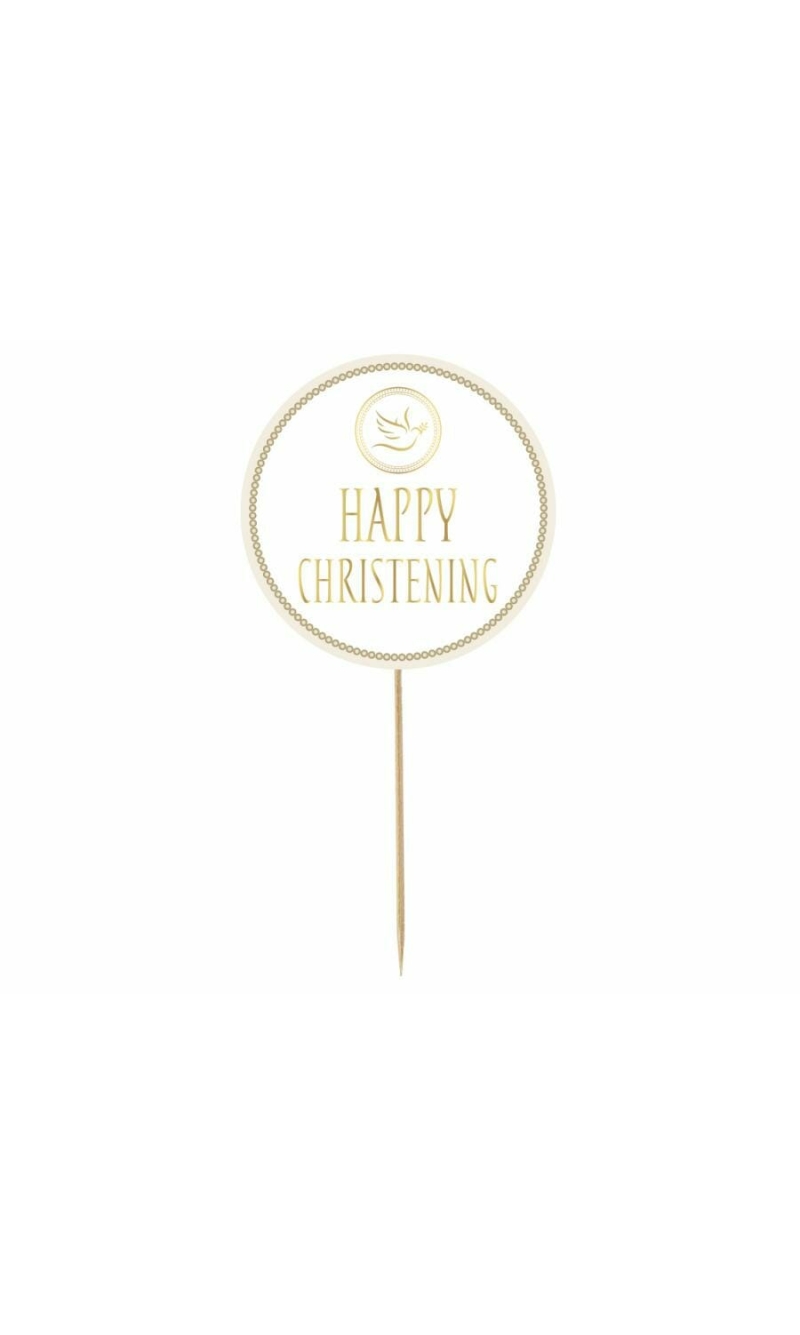 Cake Topper Happy Christening (Dove) - 14cm