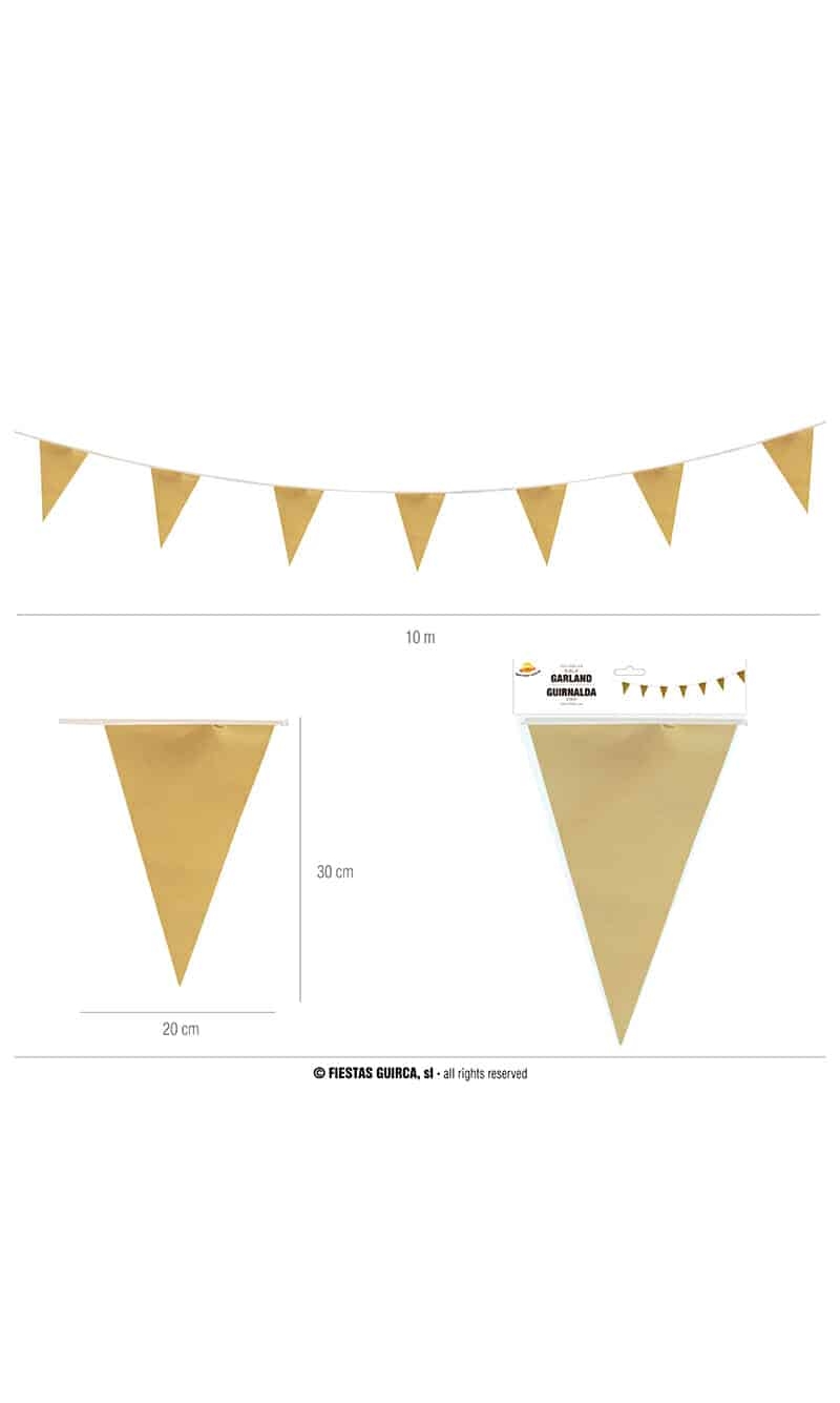 Gold Pennant Flag Banner (20x30cm) - 10mt 