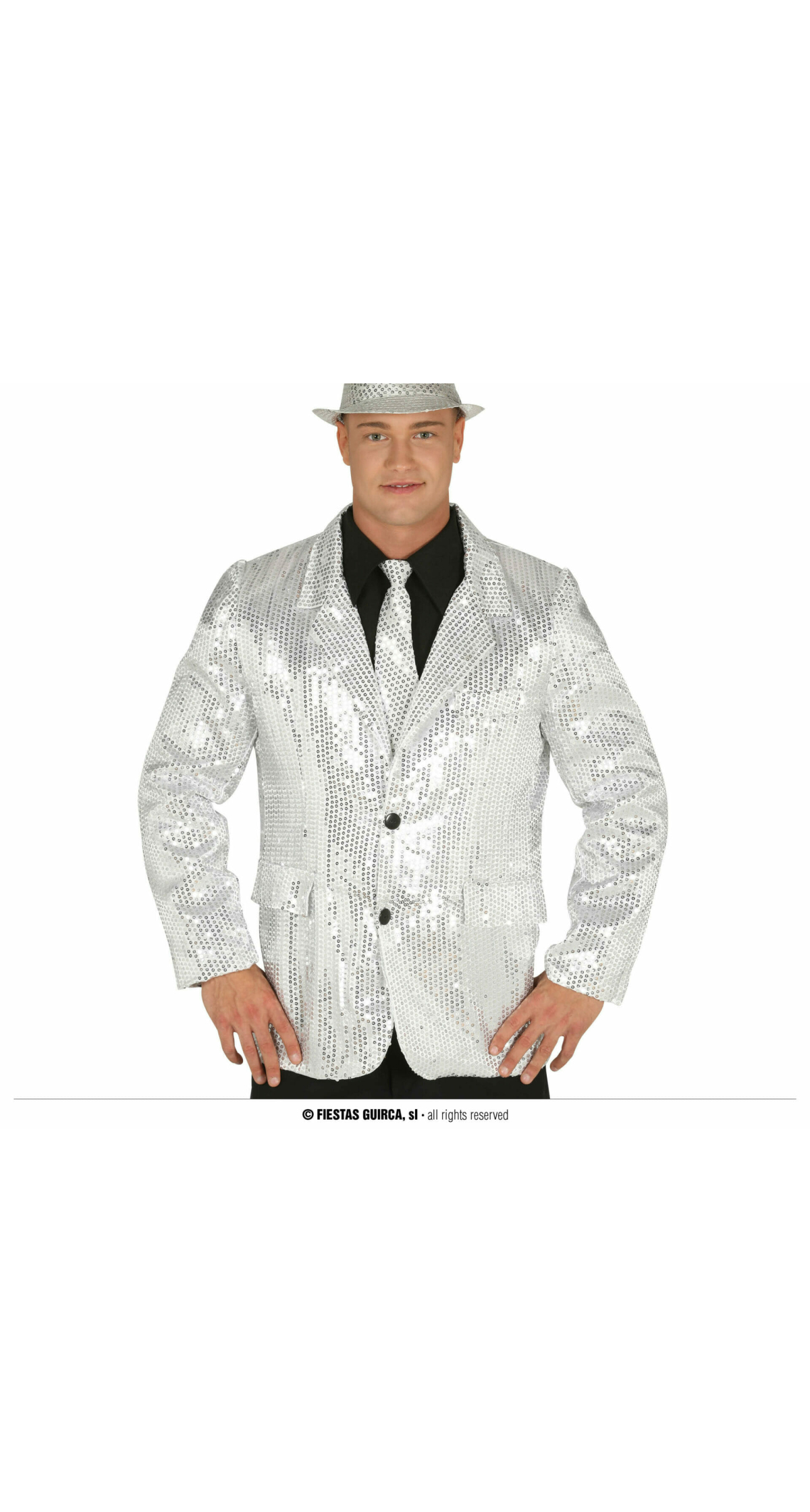 Sequined Jacket Silver - Adult Size Medium (48-50)