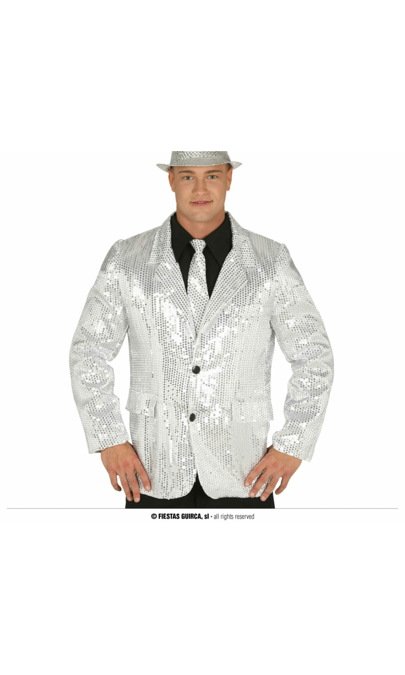 Sequined Jacket Silver - Adult Size Medium (48-50)