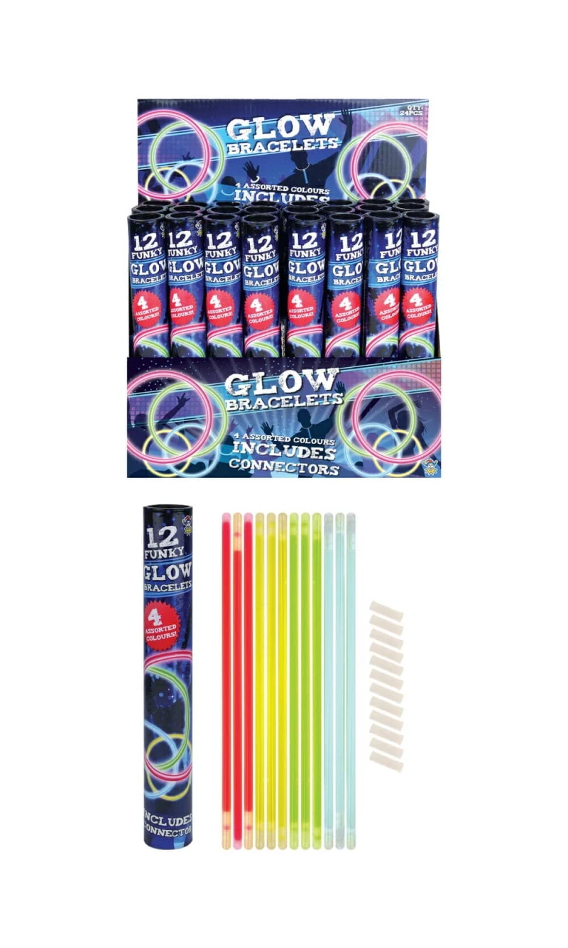 Glow Bracelets Tube (Assorted Colors) - 12pk
