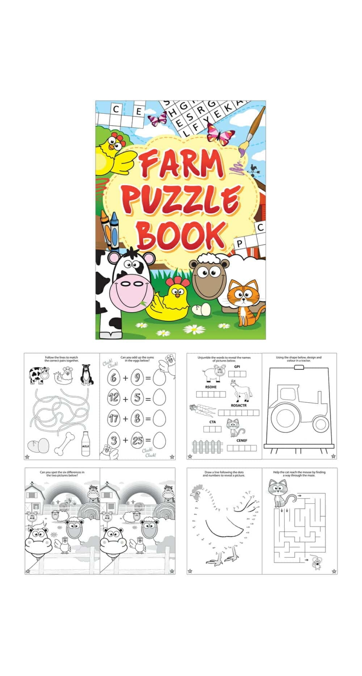 Mini Party Favor Farm Puzzle Books (10.5x14.5cm)