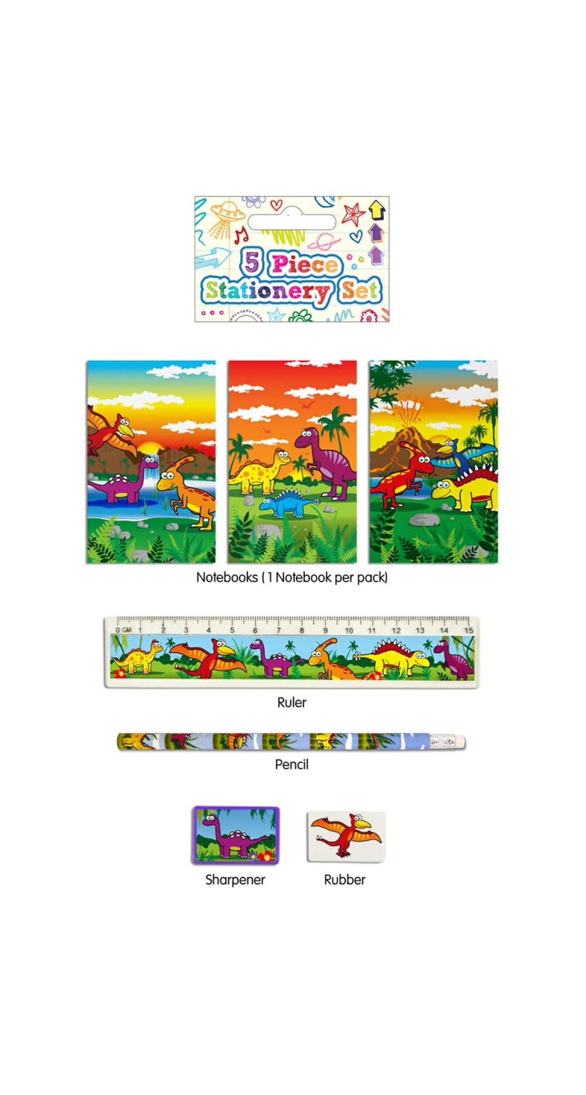 Party Favor Dinosaur Stationery Set - 5pk
