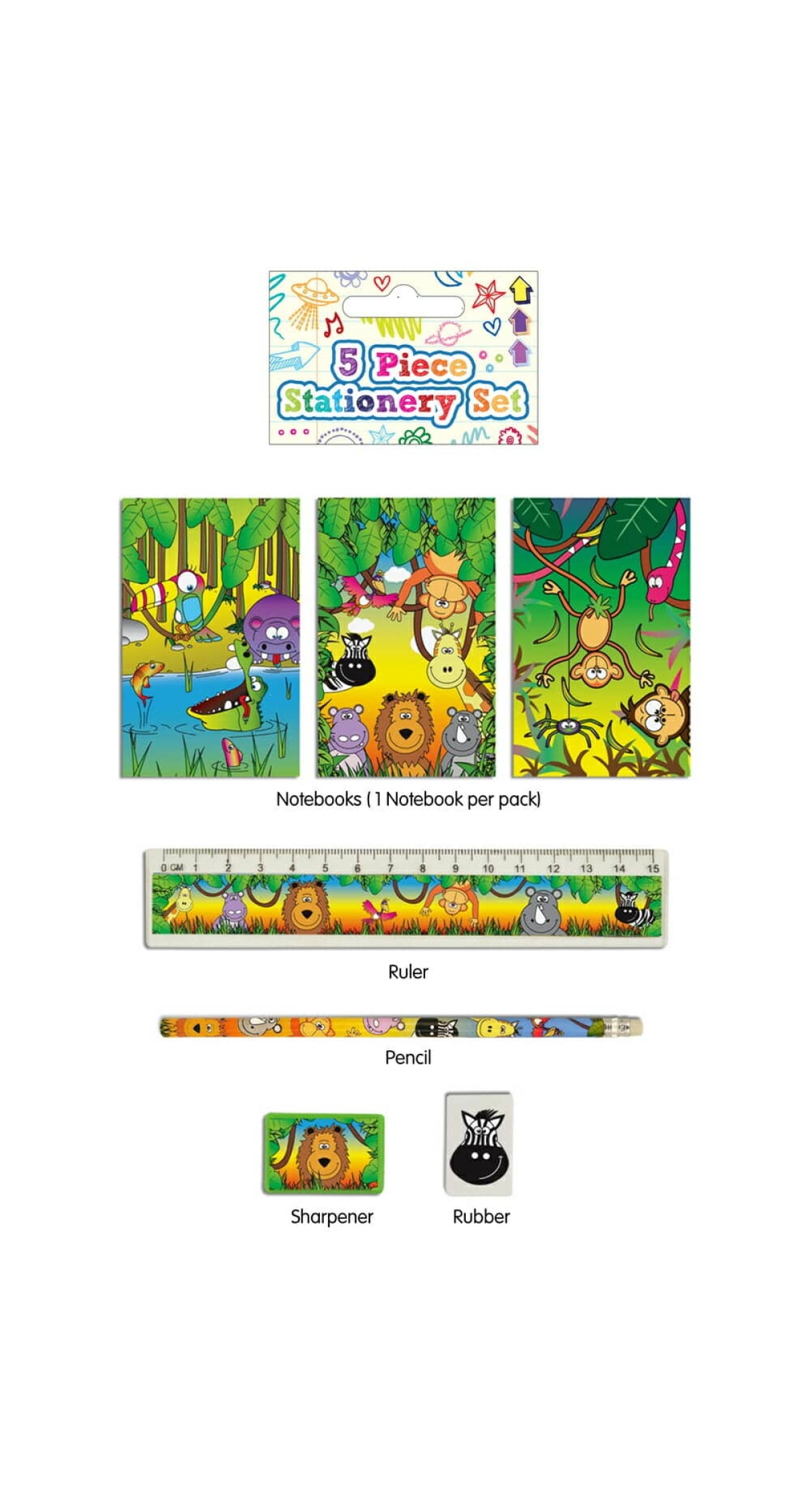 Party Favor Jungle Stationery Set - 5pk