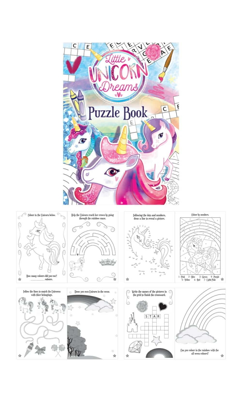 Mini Party Favor Unicorn Puzzle Books (10.5x14.5cm)