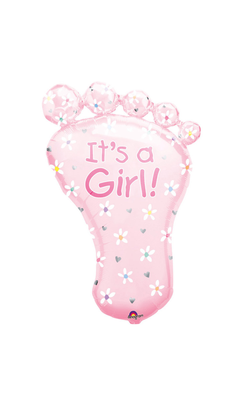 SuperShape Foot It's a Girl Foil Balloon (58 x 82cm)
